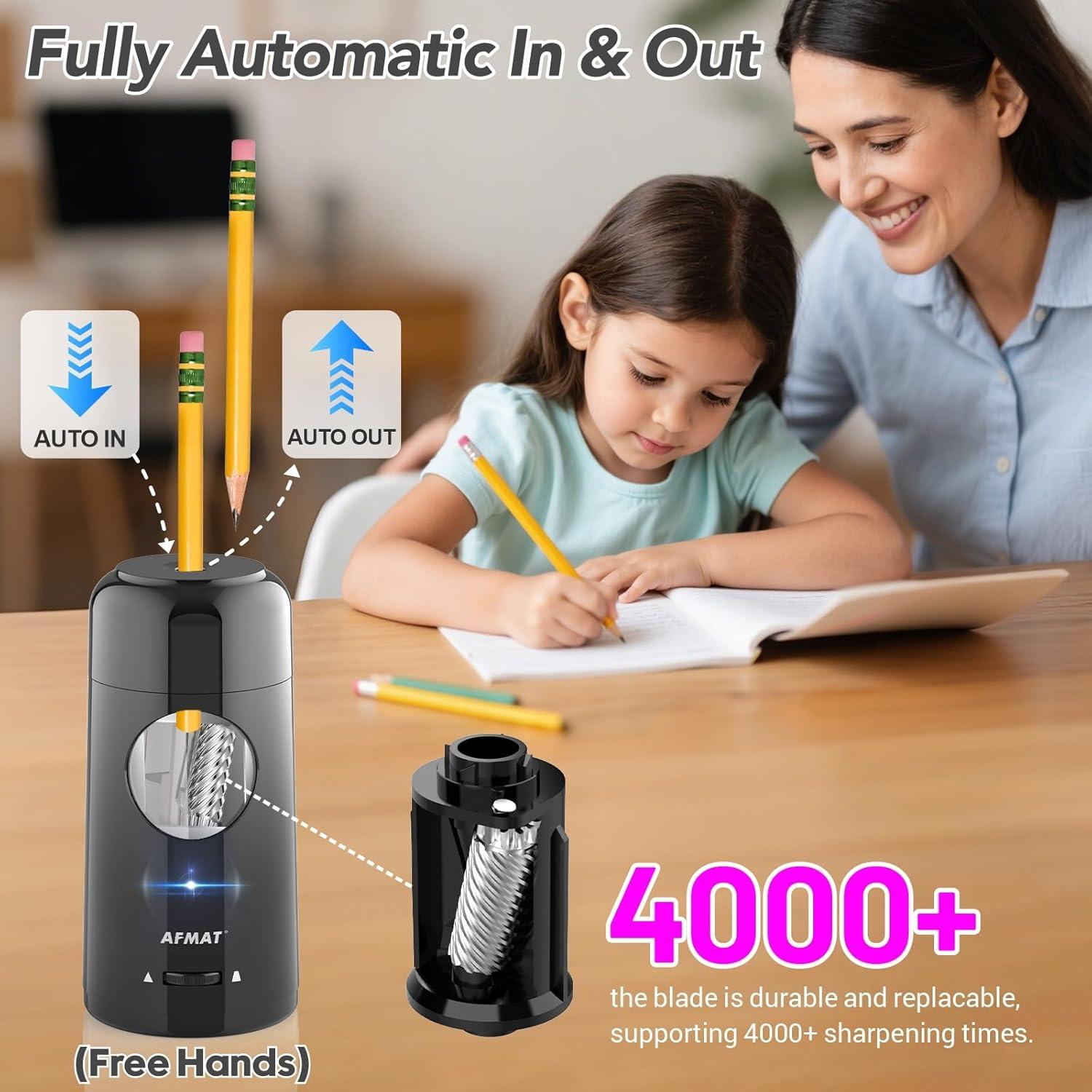 Sacapuntas Eléctrico AFMAT Recargable para Lápices 7-11.5mm