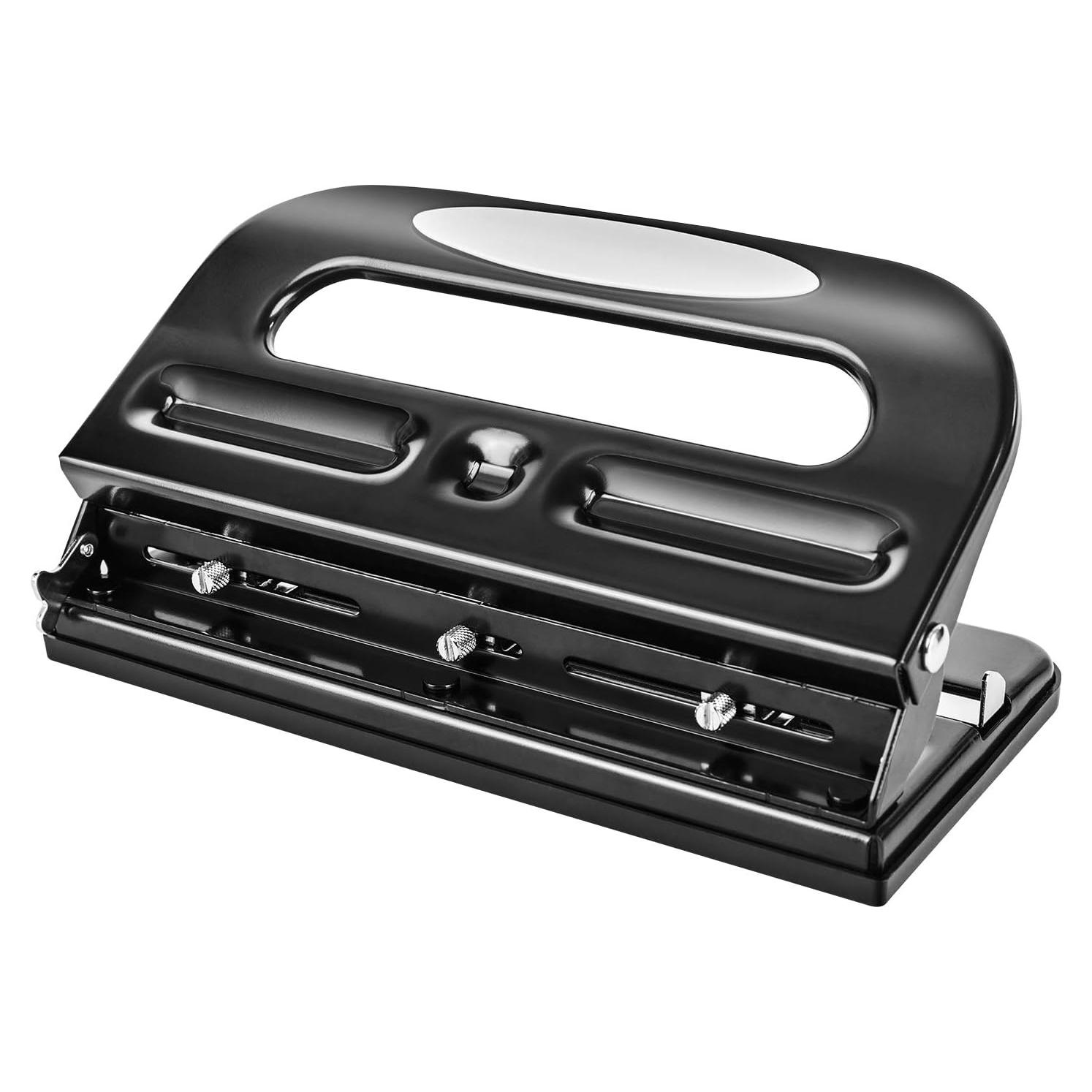 Perforadora manual Amazon Basics 3 agujeros 30 hojas negra