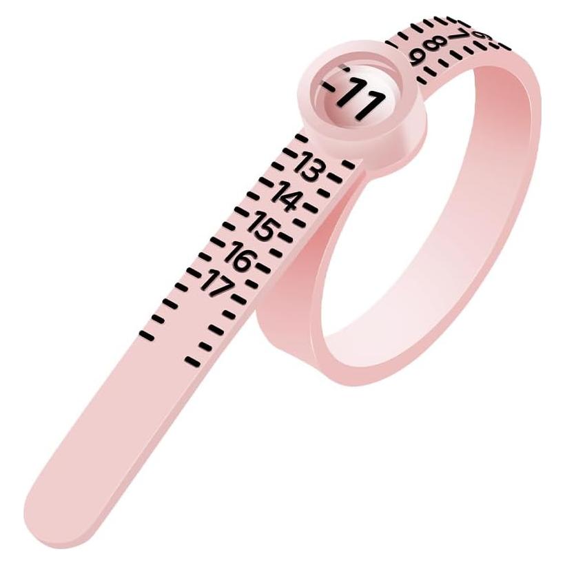 Medidor de Tamaño de Anillo Meowoo con Lupa Rosa 1-17