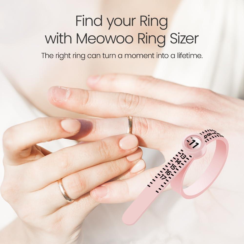 Medidor de Tamaño de Anillo Meowoo con Lupa Rosa 1-17