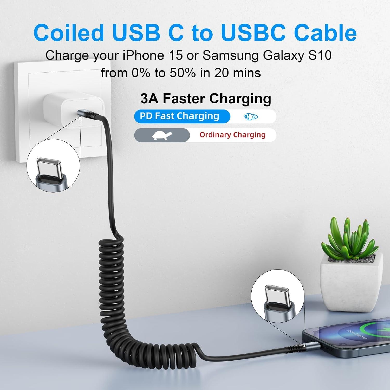 Paquete de 2 Cables USB C a USB C 3FT KIYODA Carga Rápida