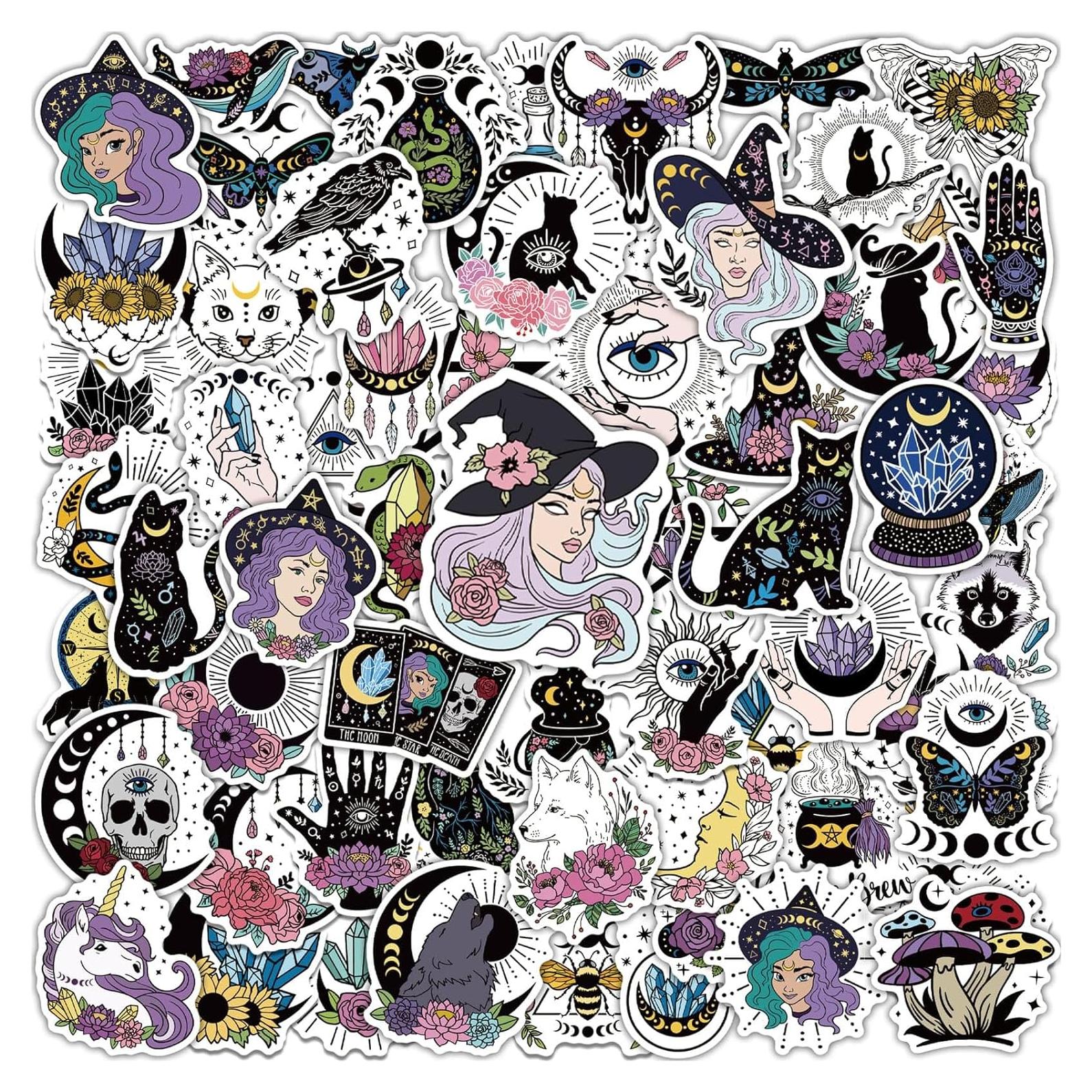 Calcomanías de Brujas MiStar 64 Piezas Vinilo Impermeable