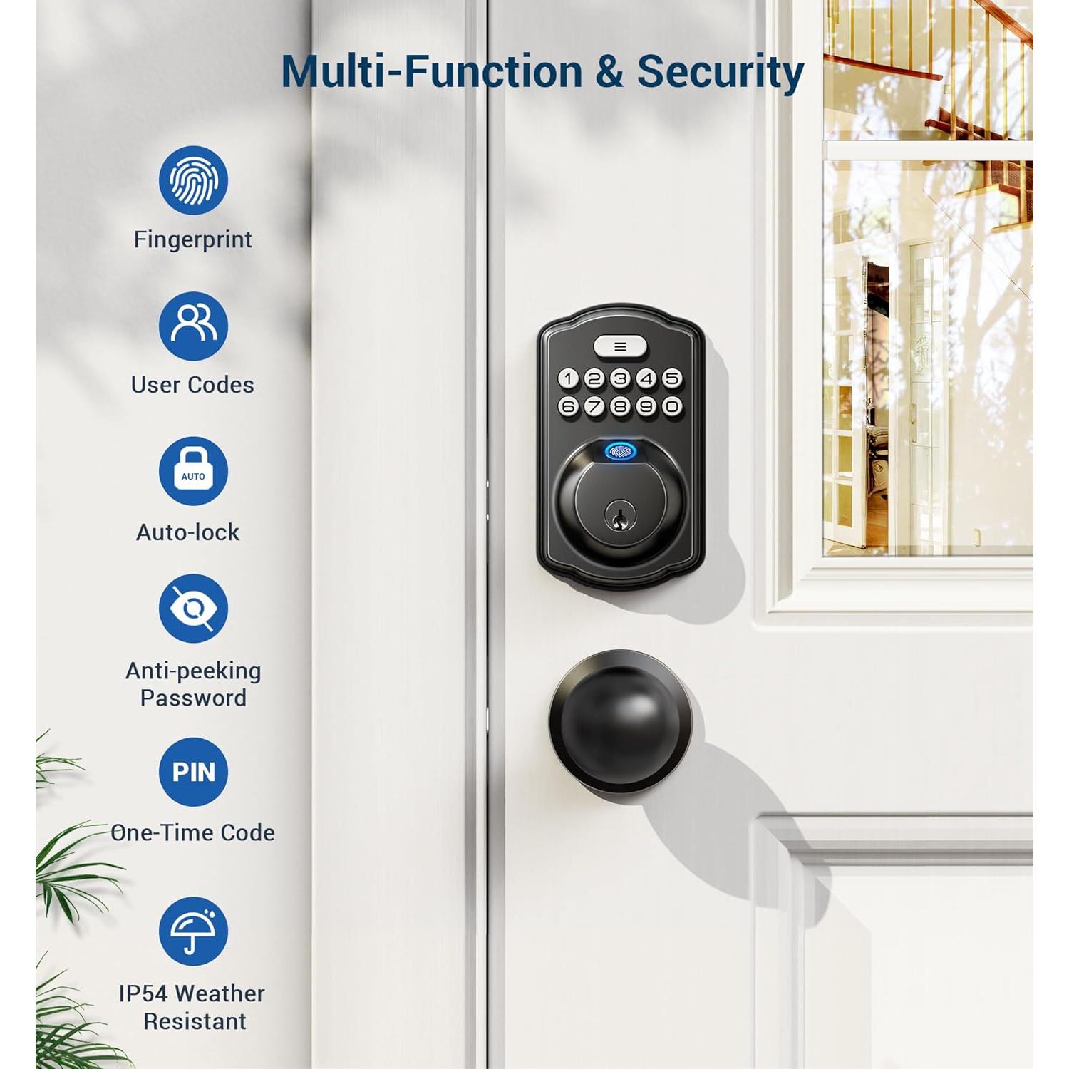 Cerradura Biométrica Veise KS02C con Teclado y 2 Perillas
