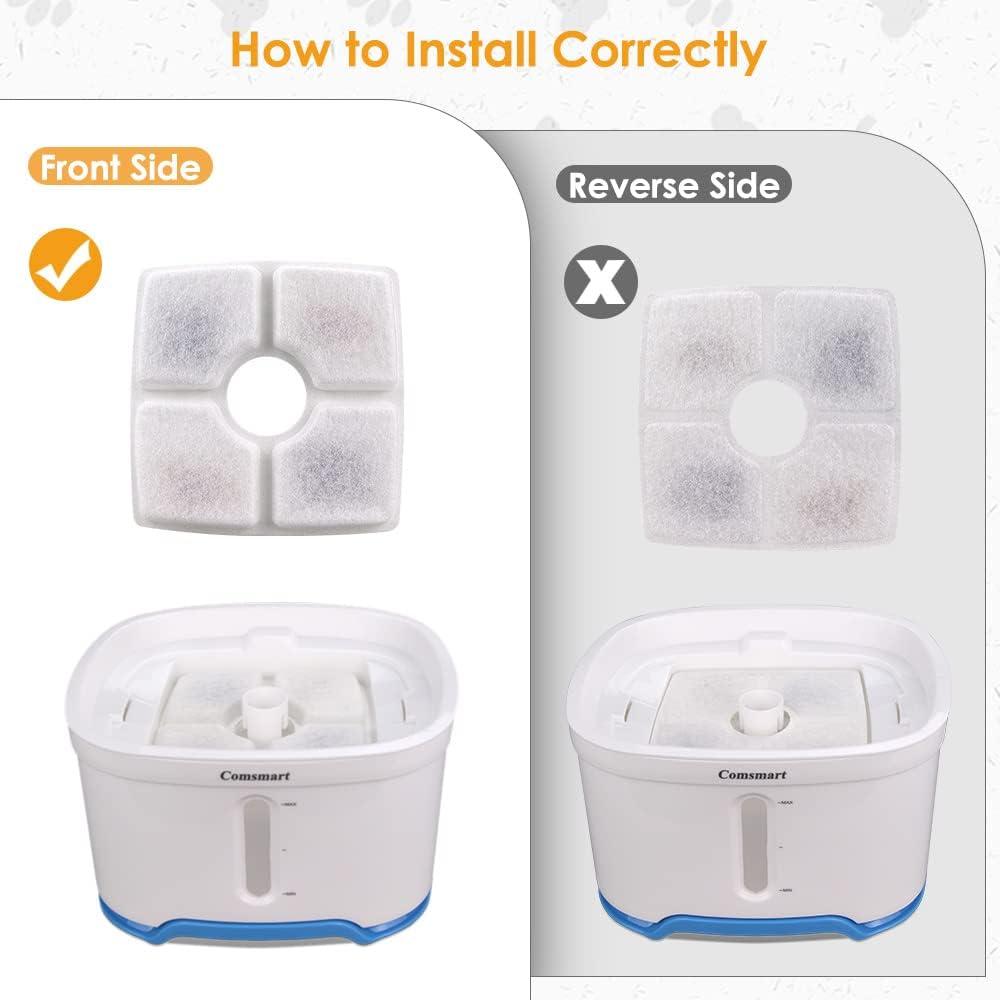 Juego de Filtros Comsmart para Fuente de Mascotas 84oz, 8 Piezas