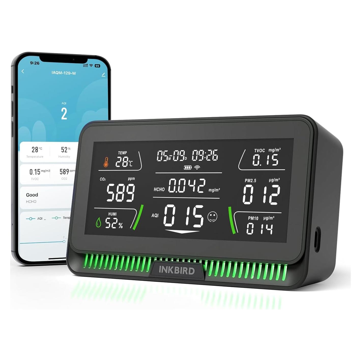 Monitor de Calidad del Aire Inkbird 10-en-1 WiFi HD 6.1"