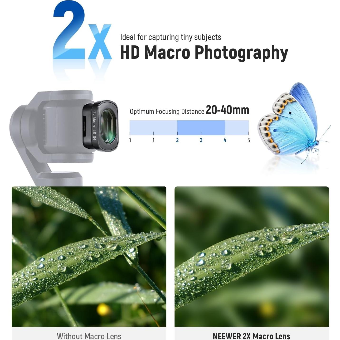 Lente Gran Angular 0.75X y Macro 2X NEEWER para DJI Osmo Pocket