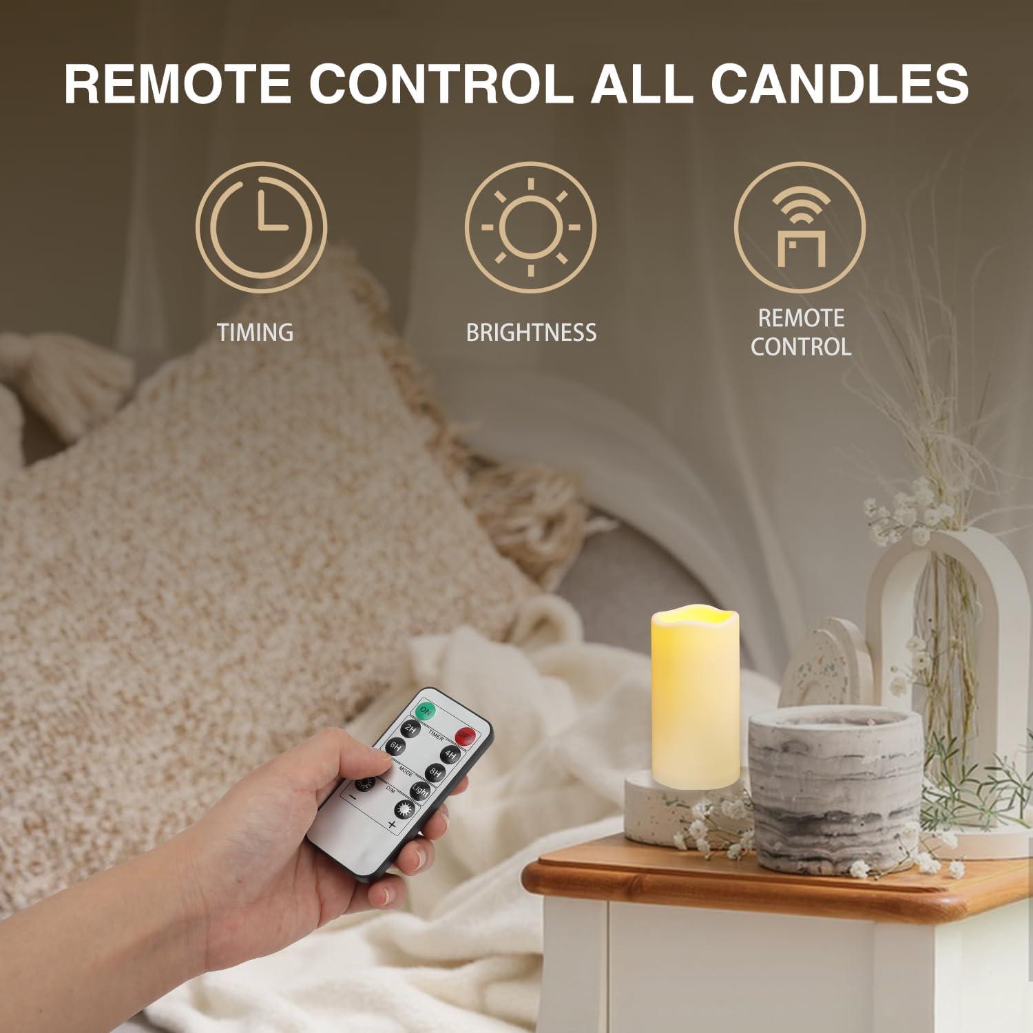 2 Velas LED Sin Llama Biyanuo para Exteriores con Control Remoto