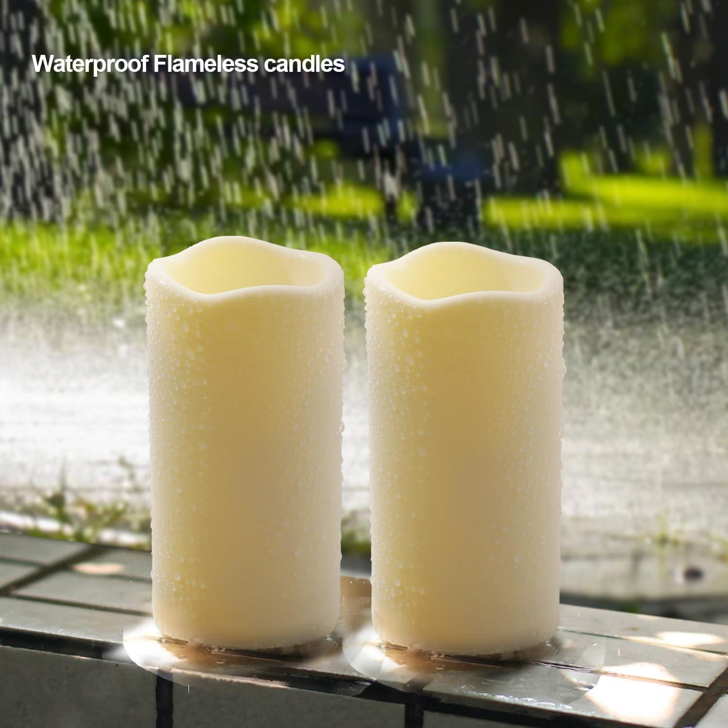 2 Velas LED Sin Llama Biyanuo para Exteriores con Control Remoto