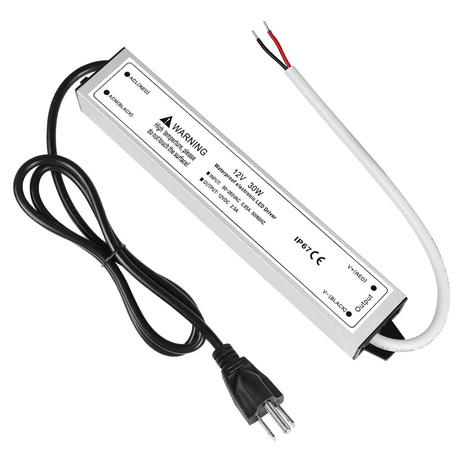 Transformador LED LightingWill 30W IP67 12V DC 1m para exterior