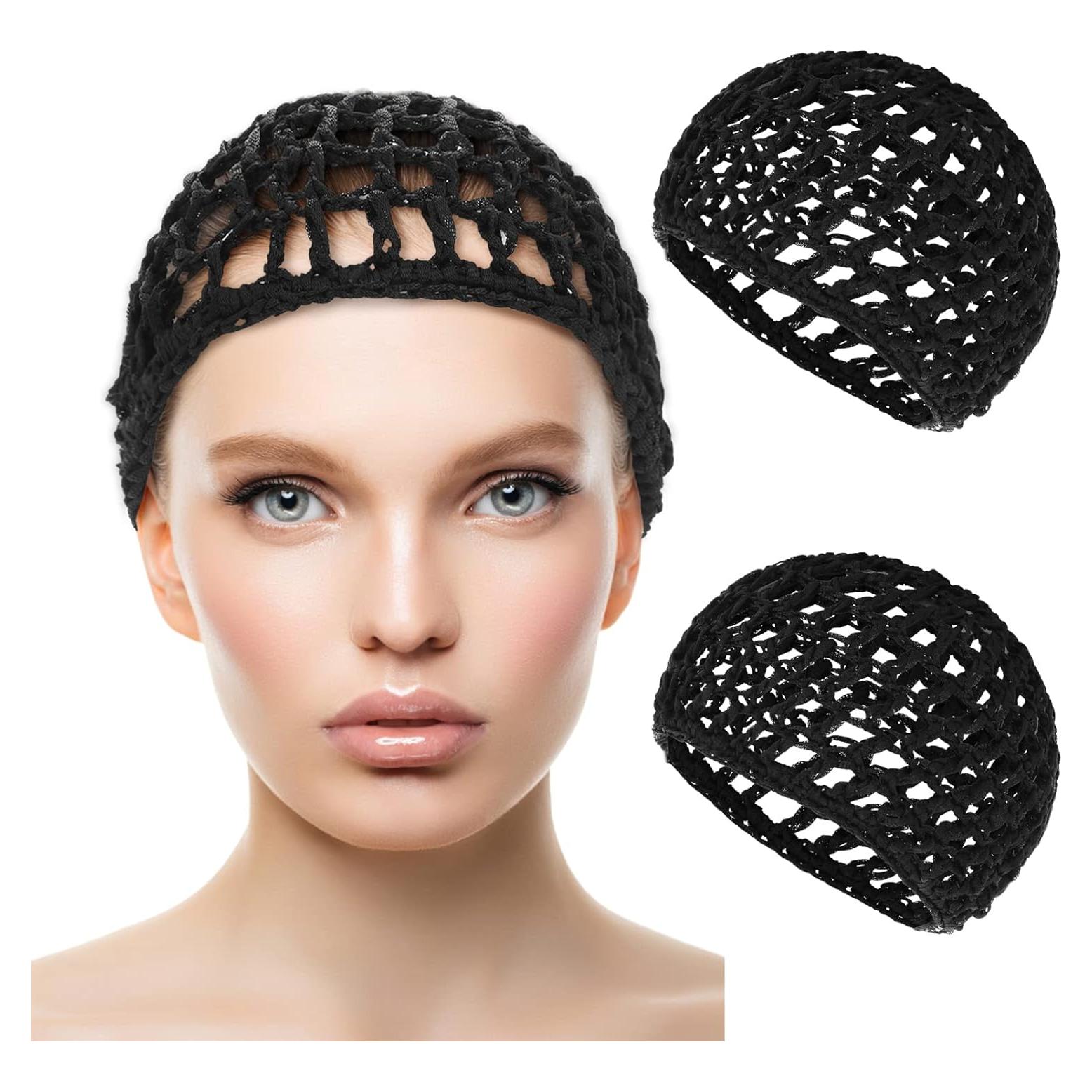 2 Pcs Red de Cabello Snoods Negro para Dormir y Ducha