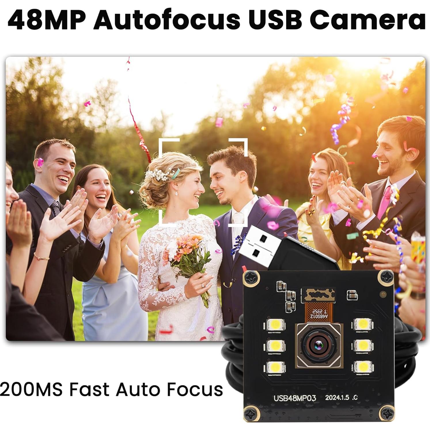 Cámara USB IFWATER 48MP 8K Mini Lente Sin Distorsión