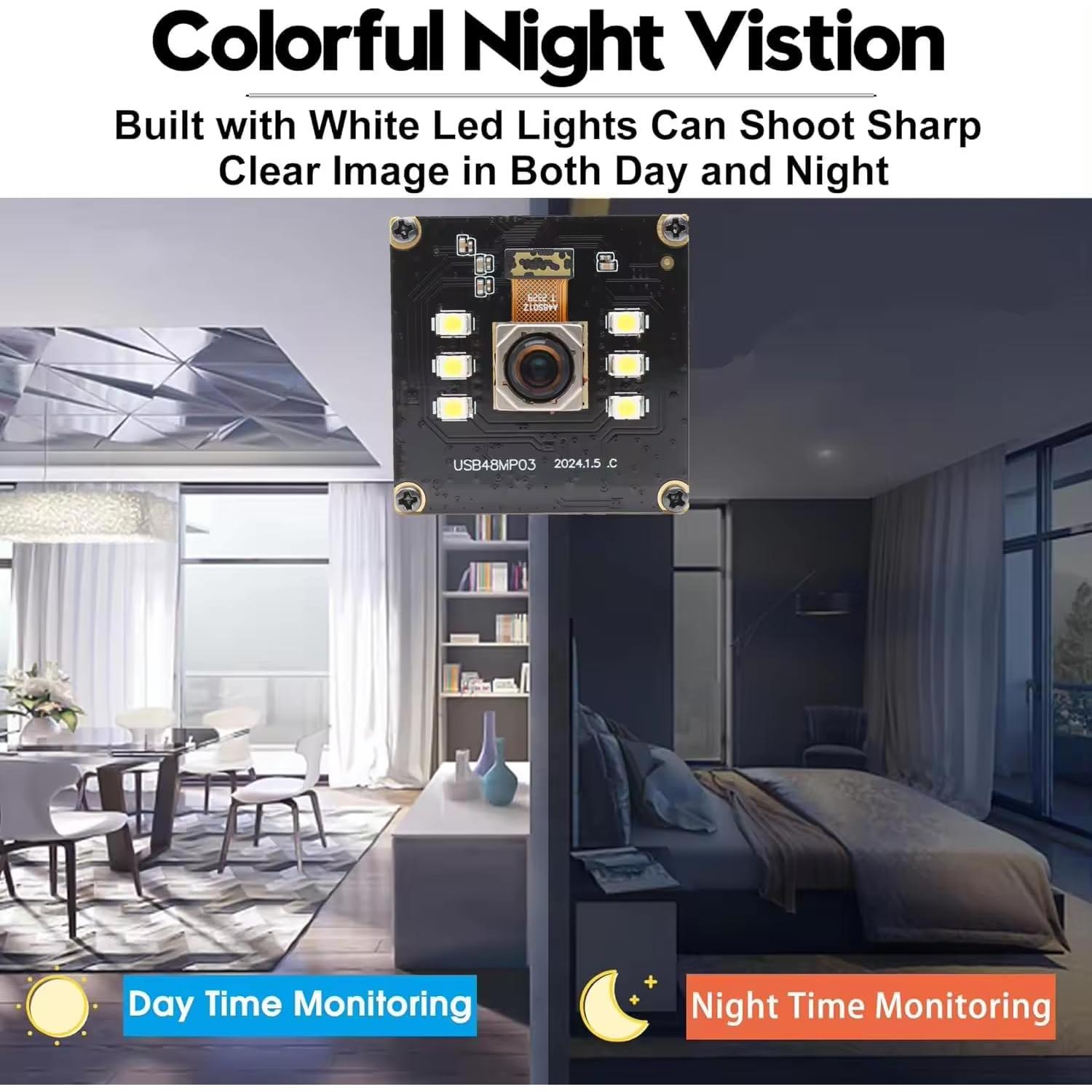 Cámara USB IFWATER 48MP 8K Mini Lente Sin Distorsión