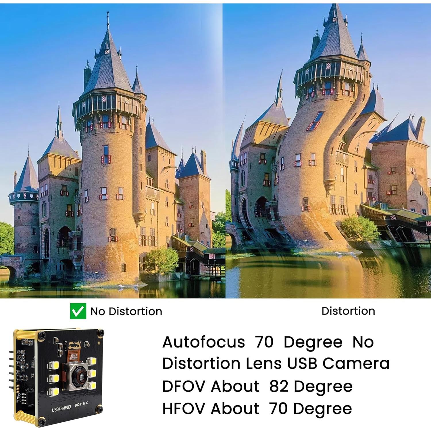 Cámara USB IFWATER 48MP 8K Mini Lente Sin Distorsión