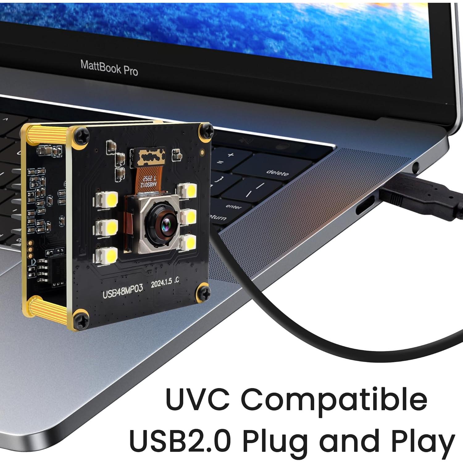 Cámara USB IFWATER 48MP 8K Mini Lente Sin Distorsión