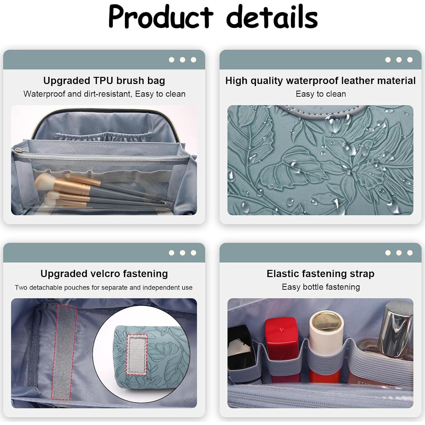 Bolsas de Maquillaje de Viaje BOYATU 3 Piezas Azul Claro