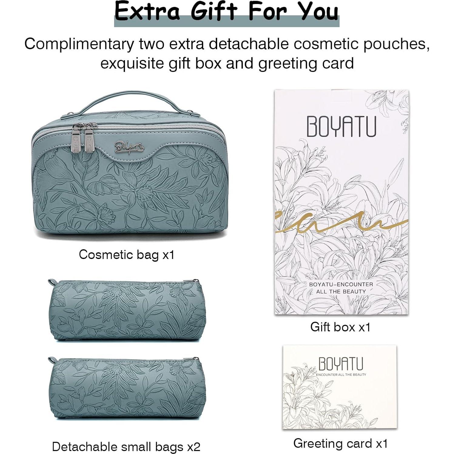 Bolsas de Maquillaje de Viaje BOYATU 3 Piezas Azul Claro