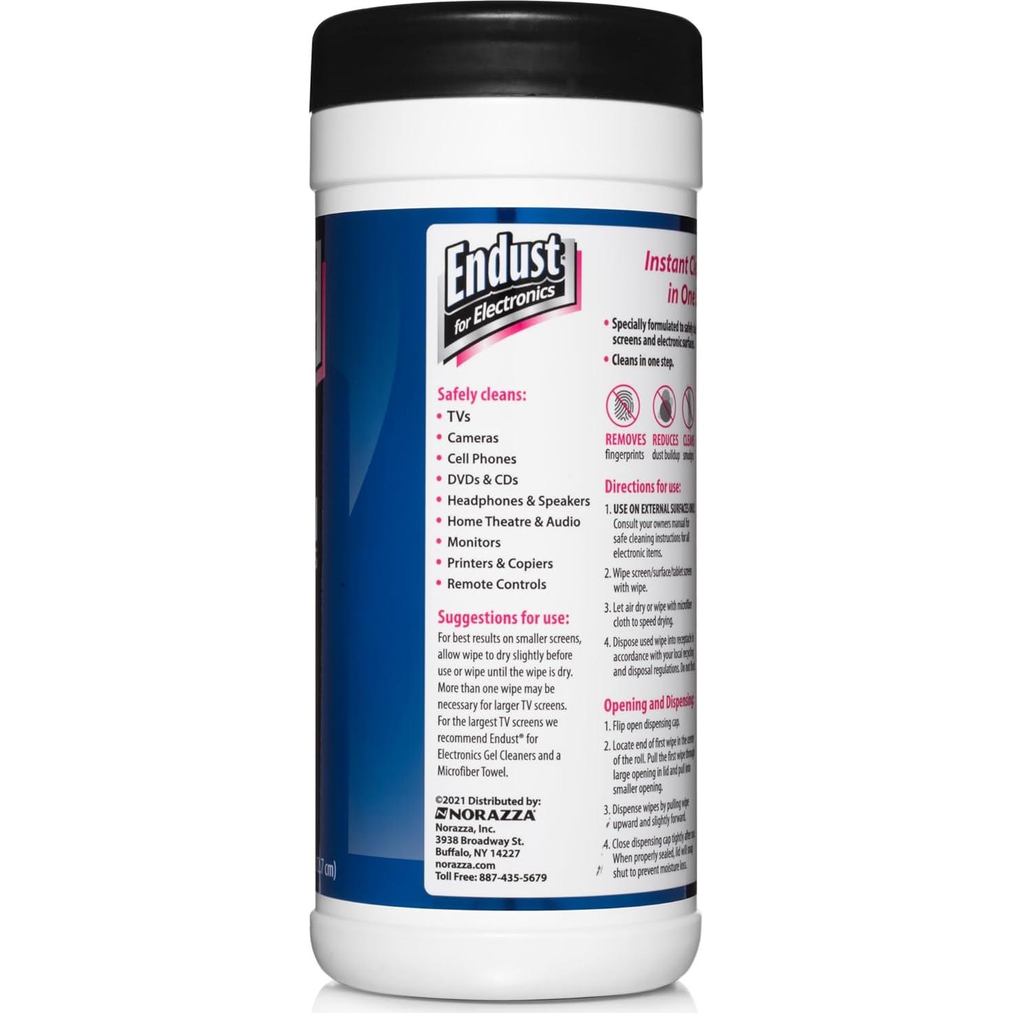 Toallitas de Limpieza para Electrónicos Endust 70 Unidades