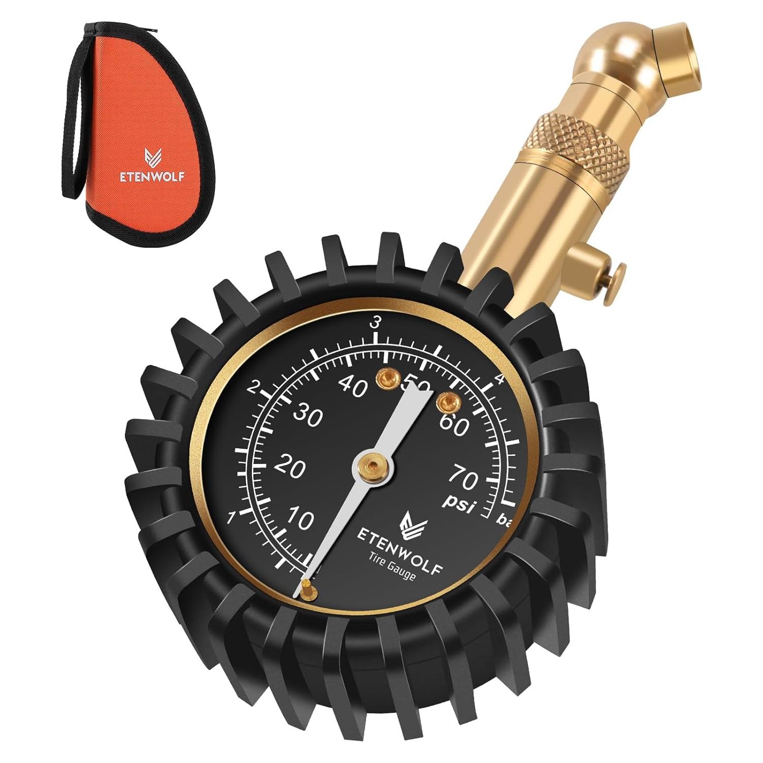 Medidor de Presión de Neumáticos ETENWOLF 0-5.17 Bar Negro