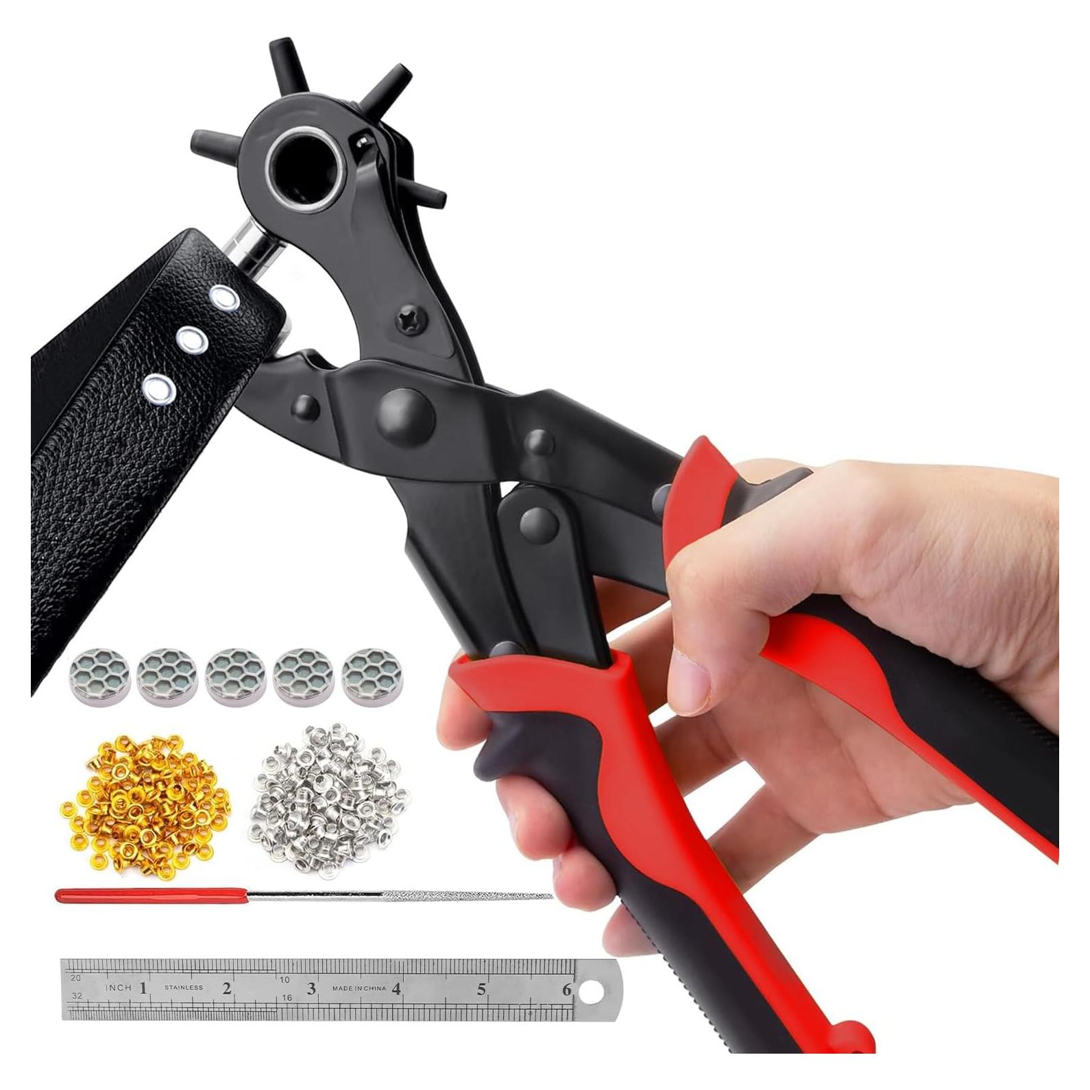 Perforador de Cuero 2 en 1 KingTool con Kit de Ojetes 200 Piezas