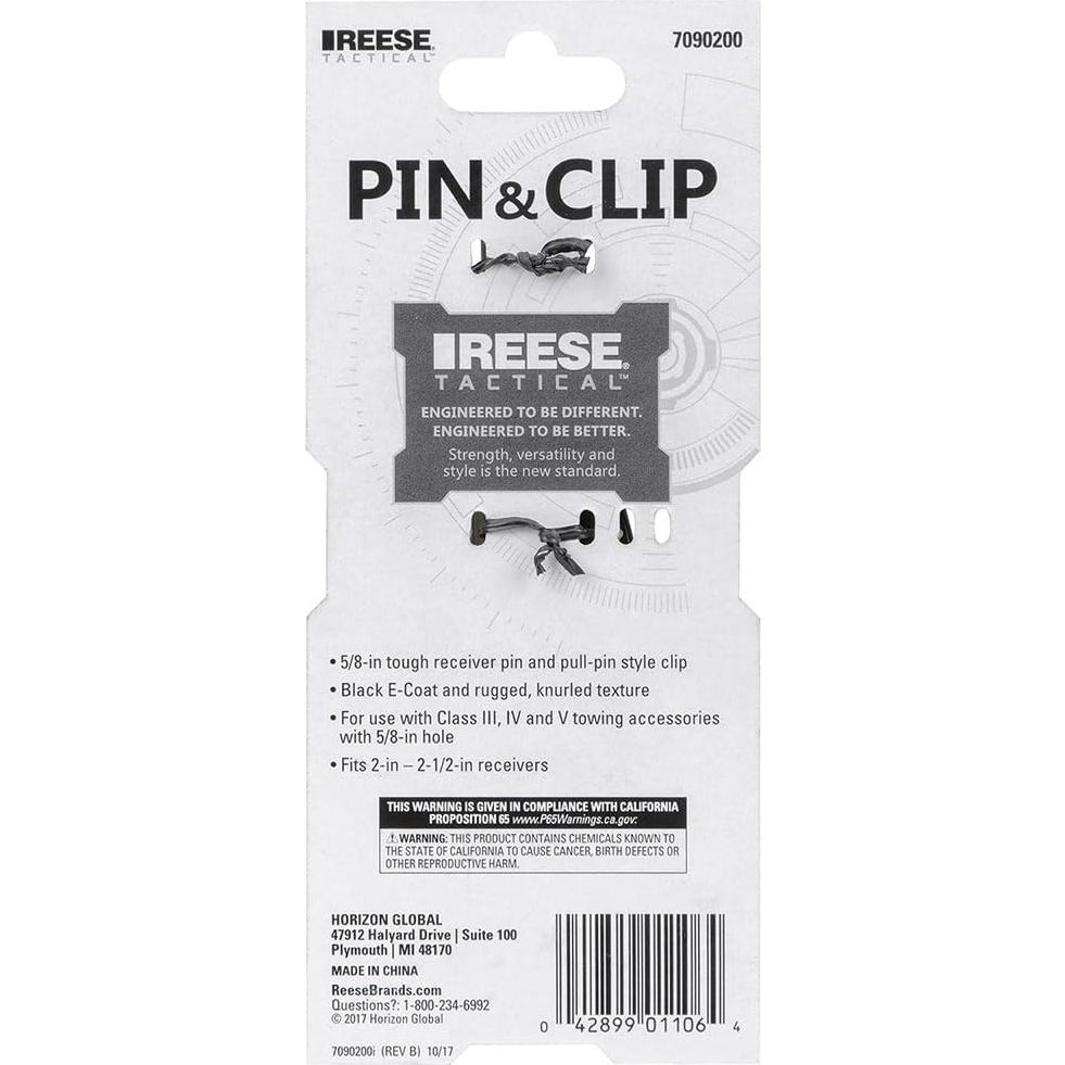 PIN y CLIP Táctico E-Coat Negro REESE 5/8"