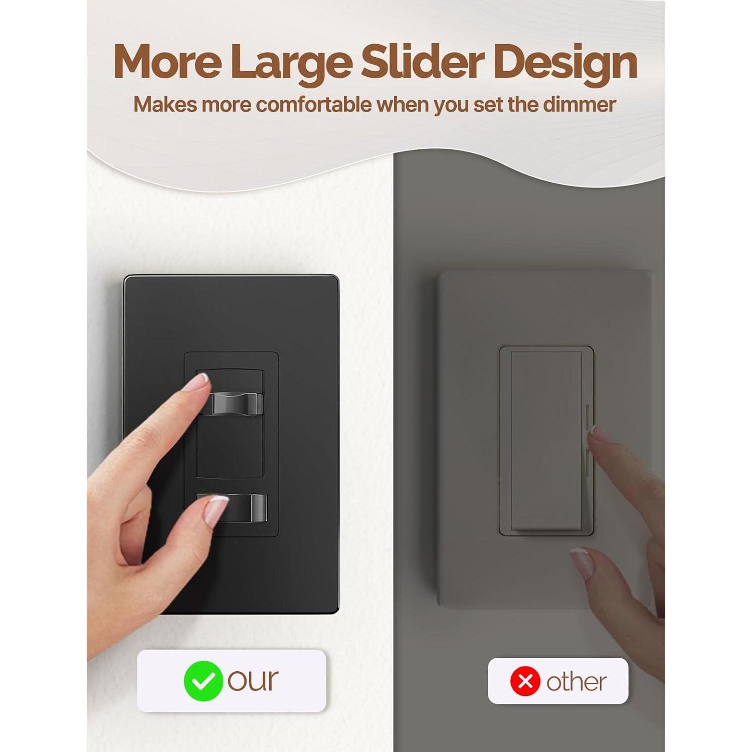 Interruptor Regulable MOES Negro 600W para LED y CFL