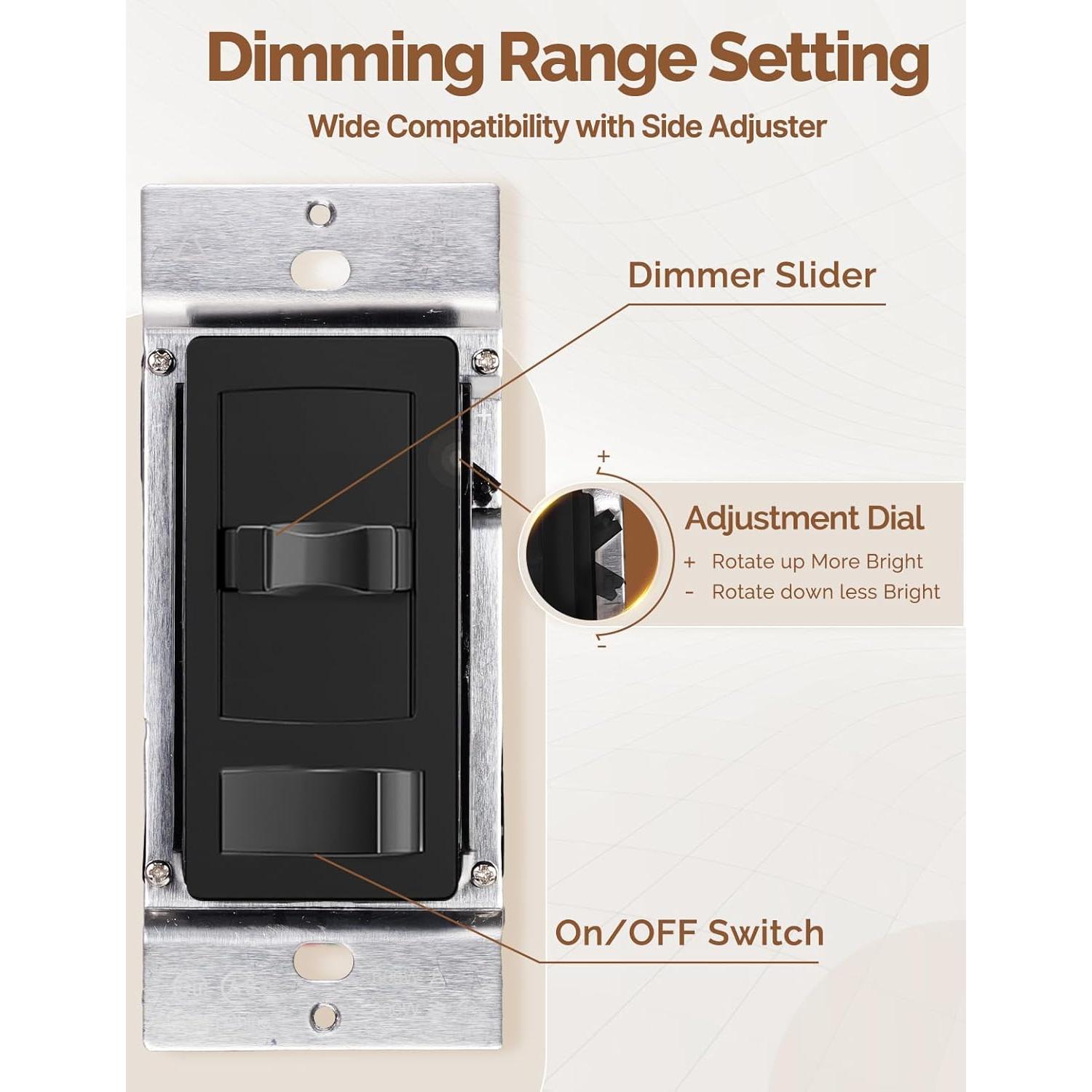 Interruptor Regulable MOES Negro 600W para LED y CFL