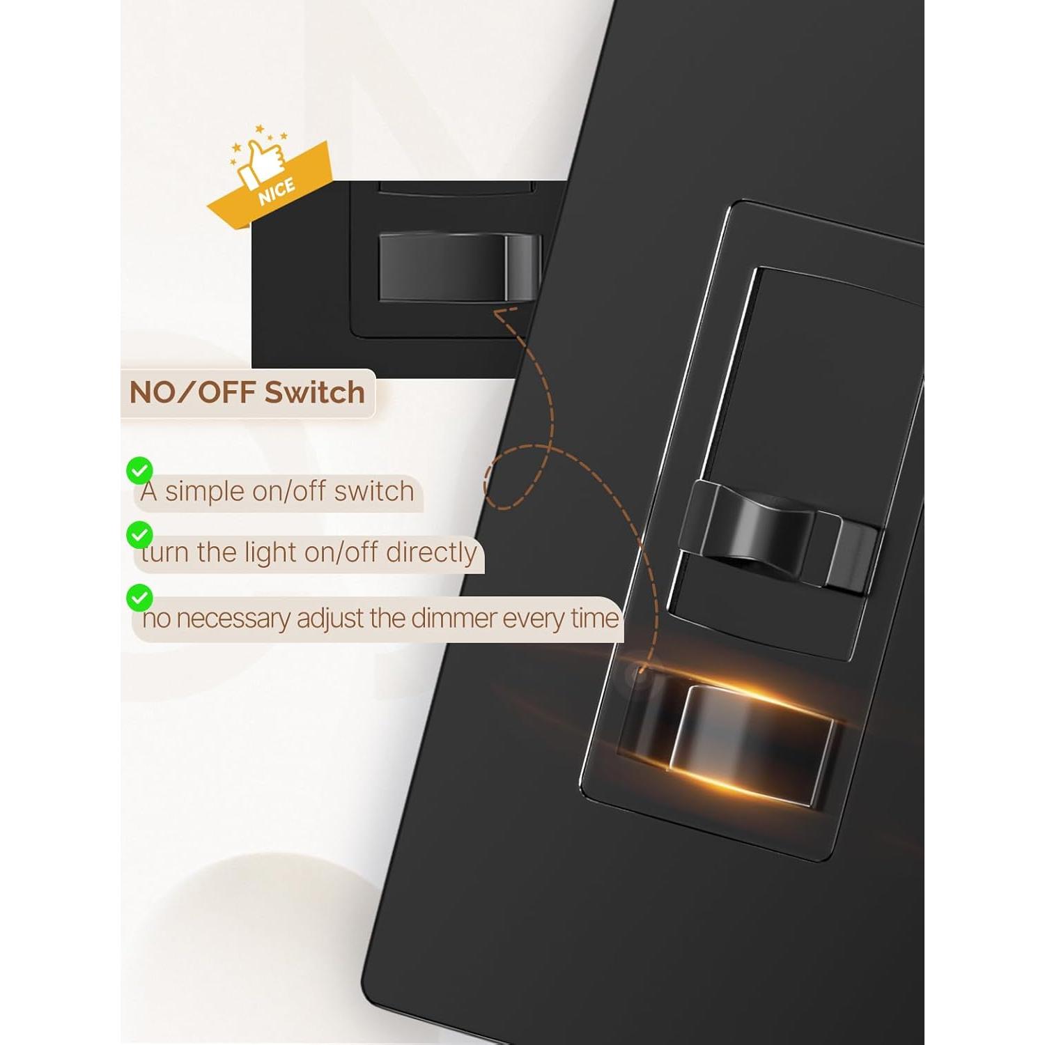 Interruptor Regulable MOES Negro 600W para LED y CFL