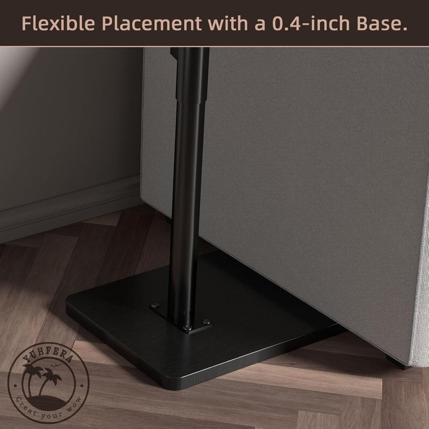 Mesa lateral ajustable YUHFERA negra de bambú 63.5 cm