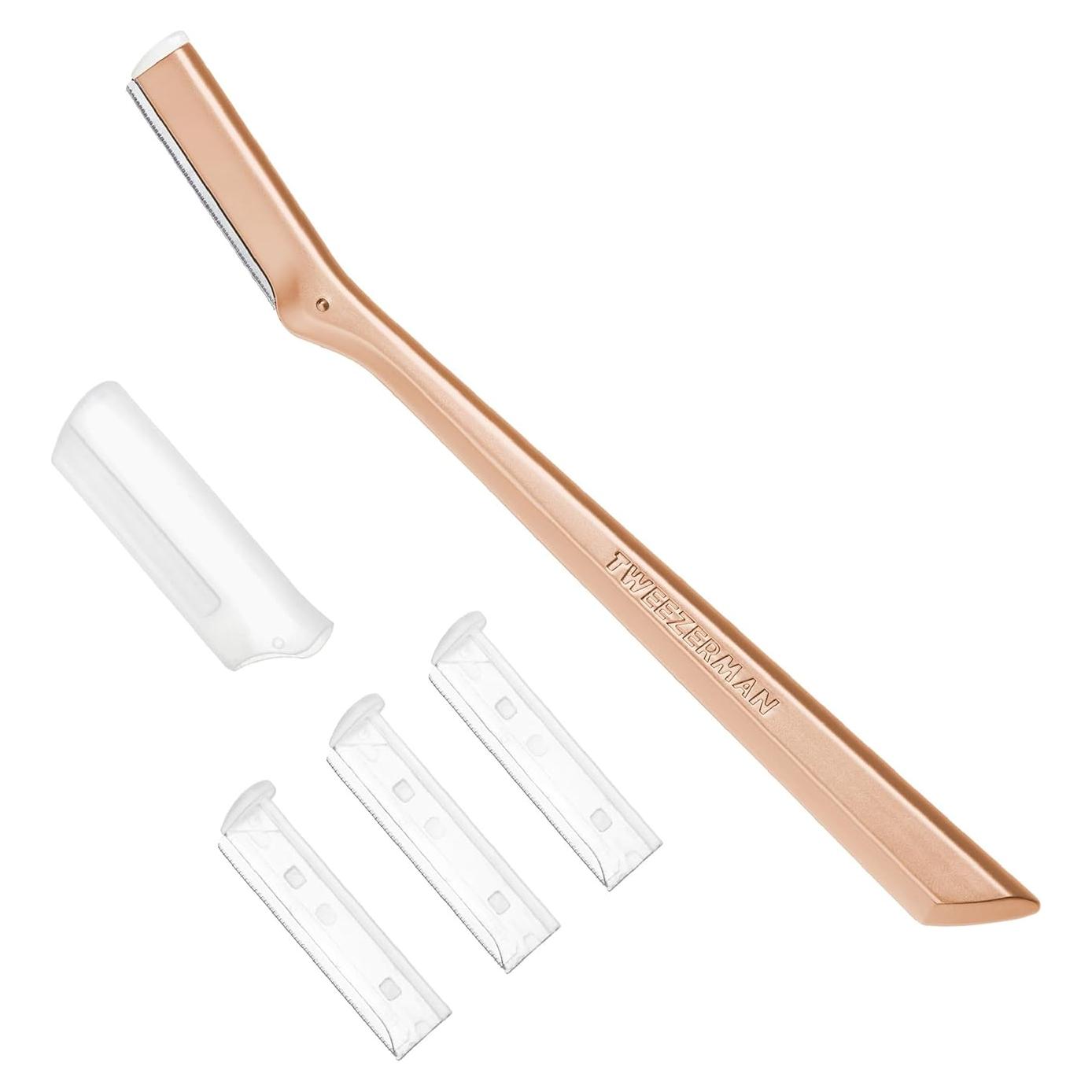 Razor Facial Tweezerman Oro Rosa - Reutilizable con 3 Hojas