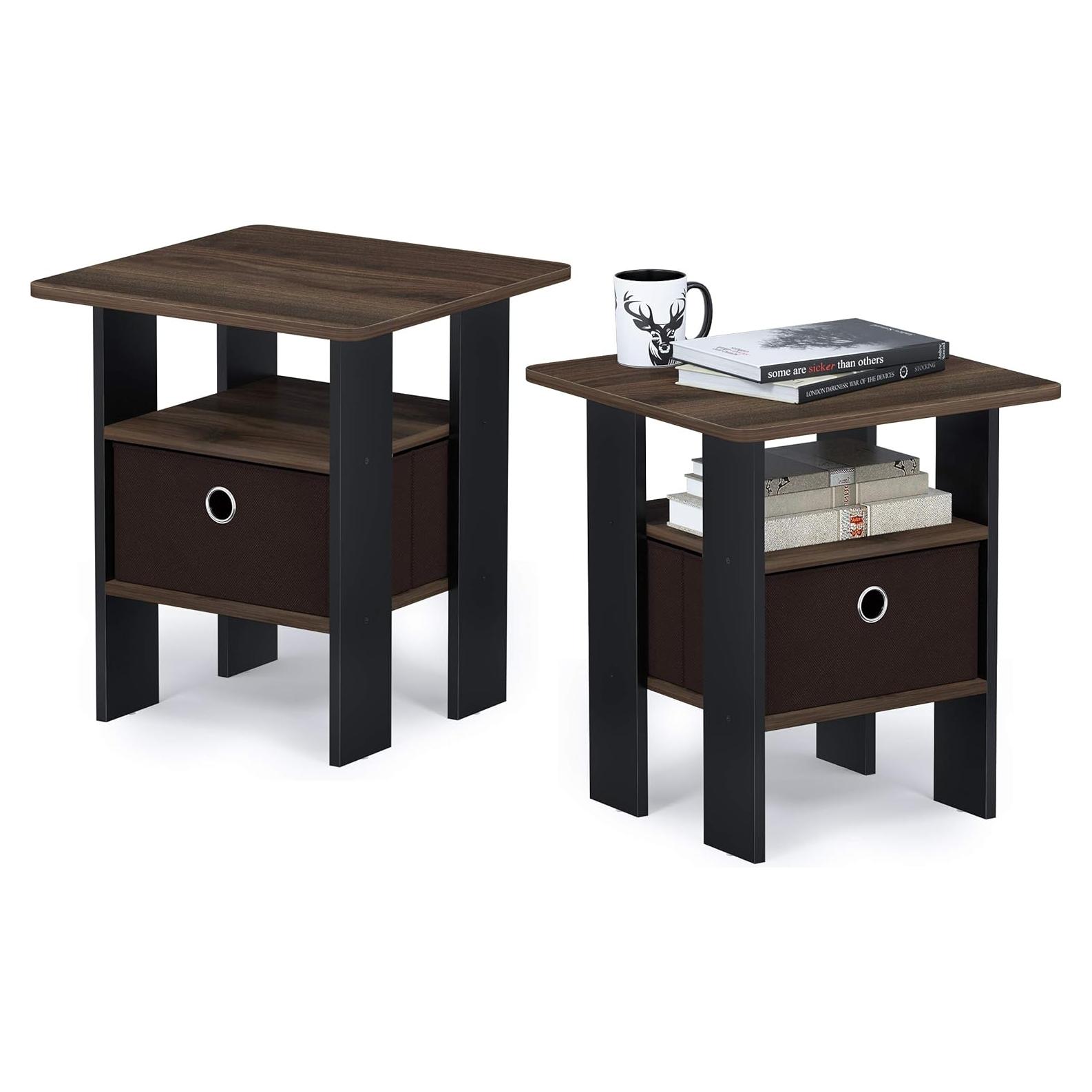 Mesa de Noche Furinno Andrey con Cajón Bin, Pino Ámbar