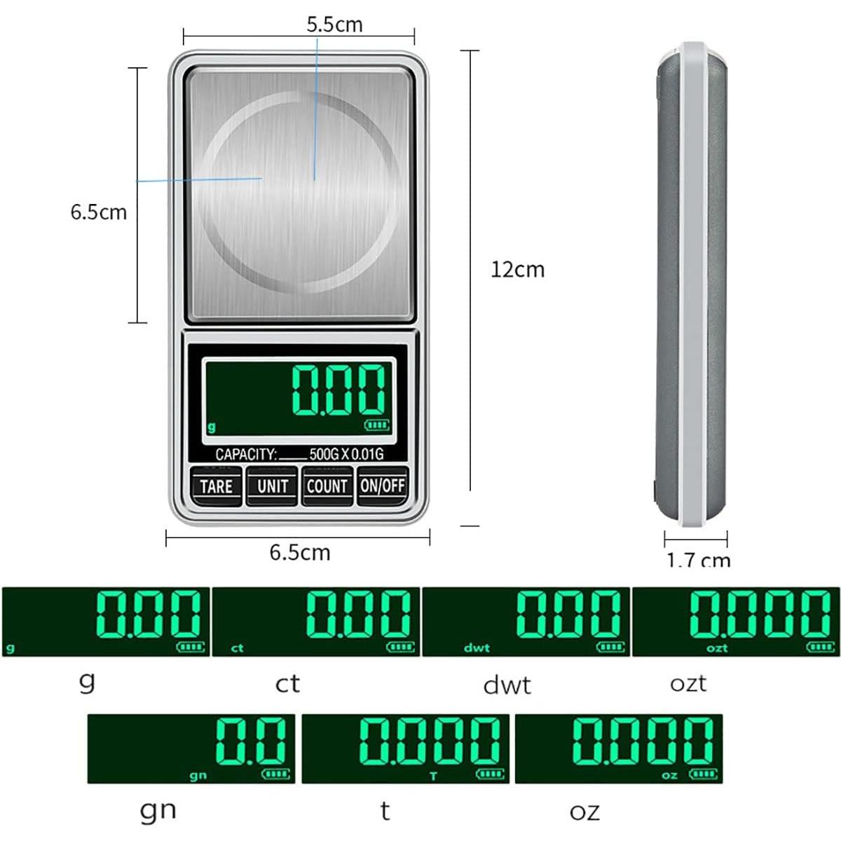 Mini Balanza Digital de Precisión EDCWDTYYEC 1kg/0.01g Plata