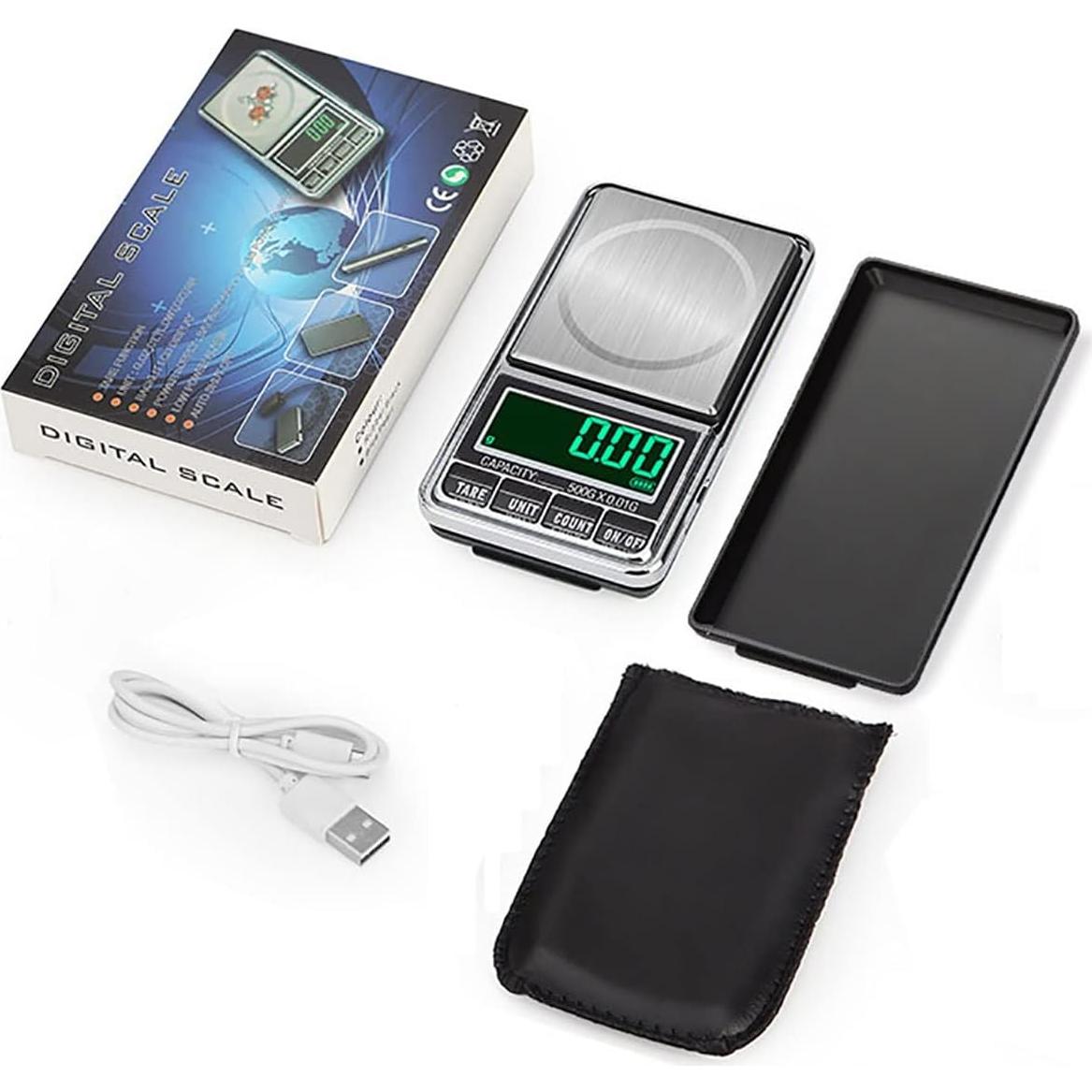 Mini Balanza Digital de Precisión EDCWDTYYEC 1kg/0.01g Plata