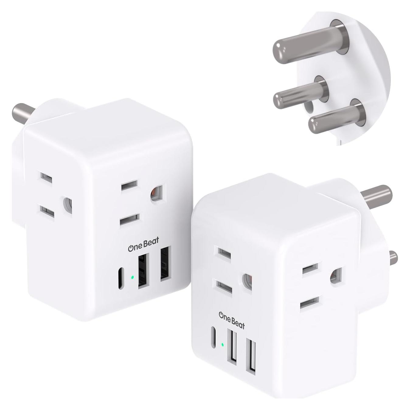 Adaptador de corriente tipo D One Beat 6 en 1 USB para India