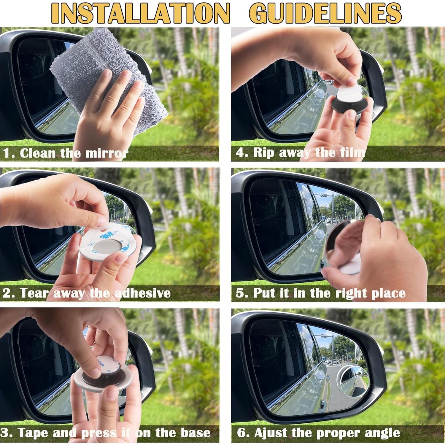 Espejos de Punto Ciego POTAMERO Redondos 5.08 cm HD Plateados - Paquete de 2