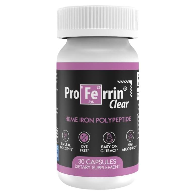 Proferrin Clear 30 Cápsulas de Hierro Heme Natural - Alta Absorción