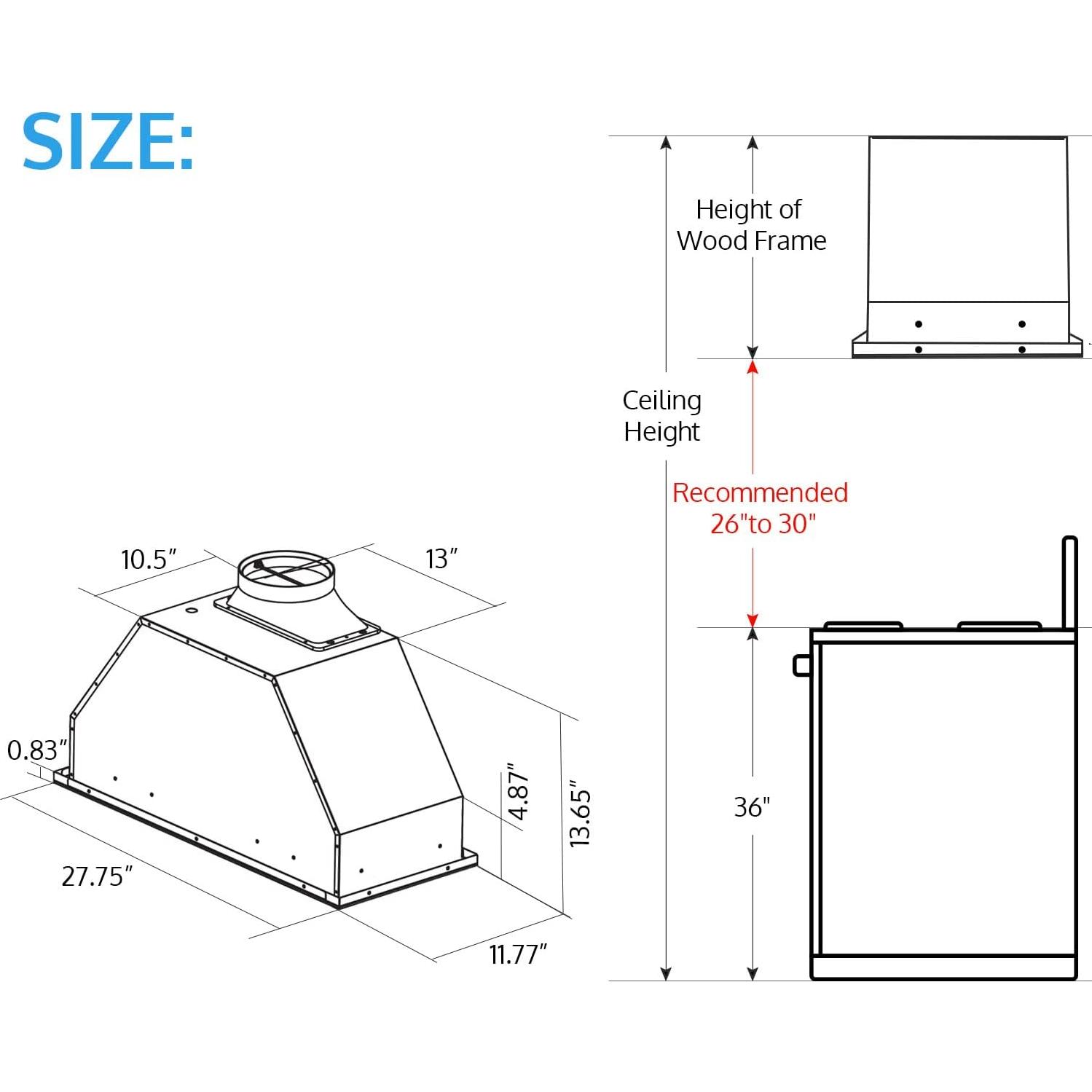 Campana Extractora IKTCH 30" Ductada 900 CFM Acero Inoxidable