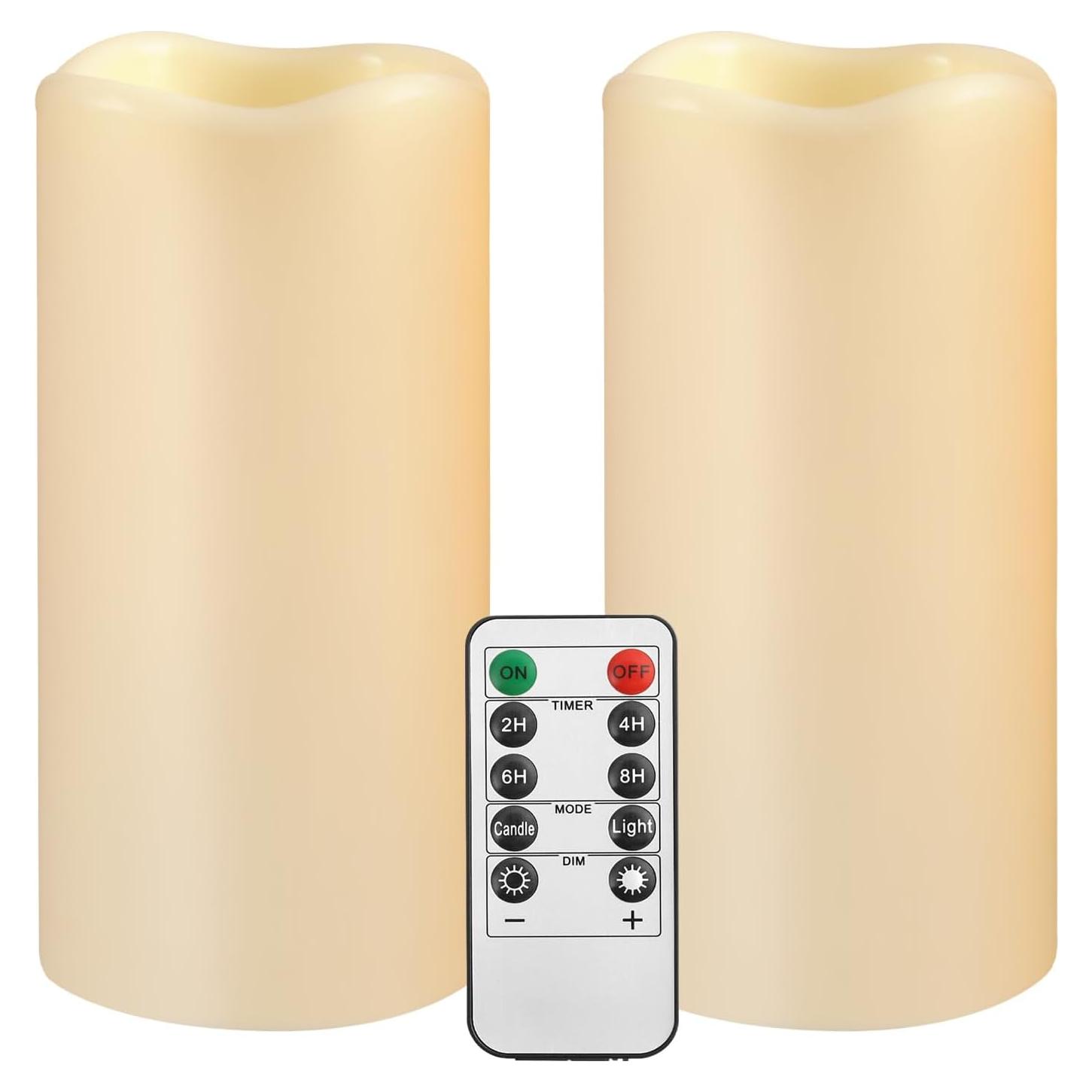 Velas Flameless Impermeables HANZIM 2 Pack Control Remoto