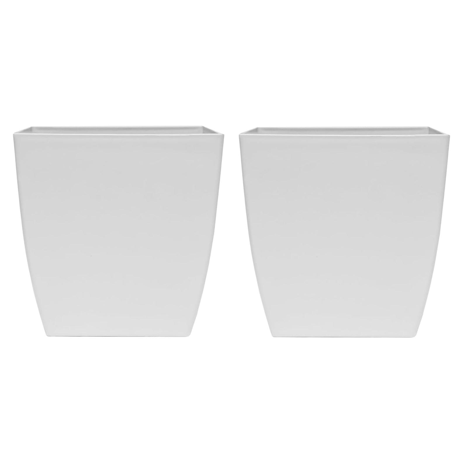 Maceta Cuadrada Autorriego HC Companies 25.4 cm Blanco Mate - Paquete de 2