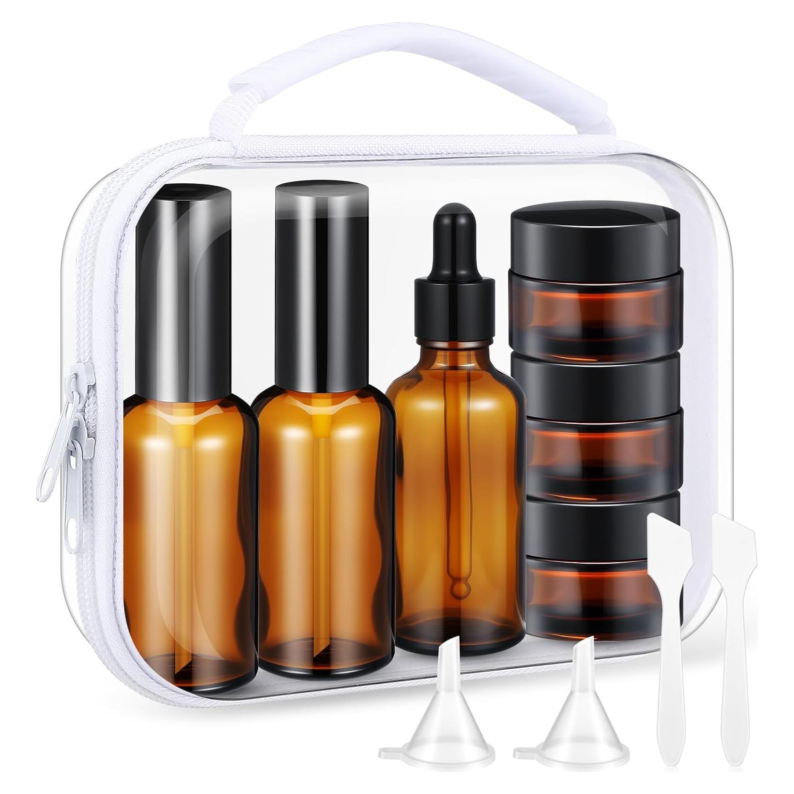 11 Piezas Botellas de Viaje Vidrio Qiyaz con Estuche Duro