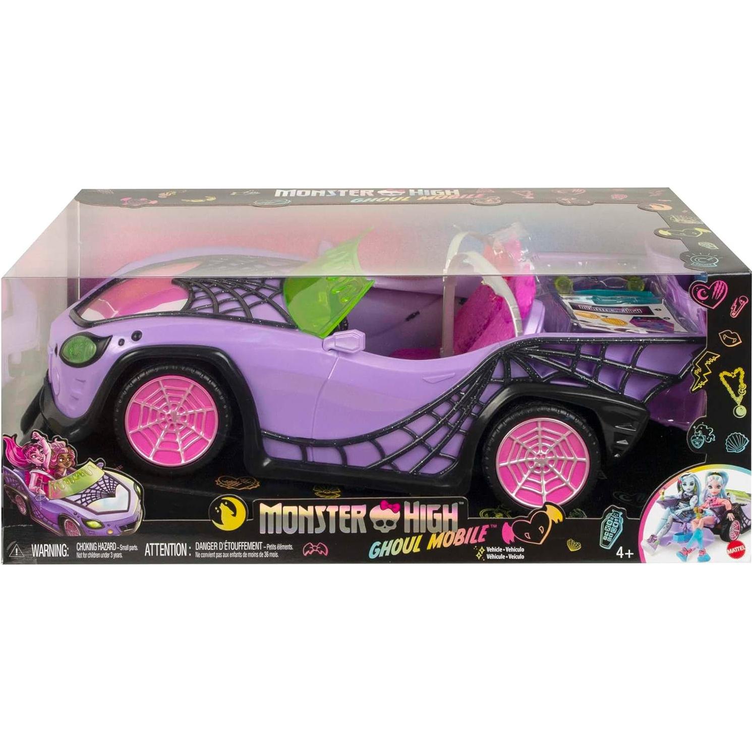 Coche de Juguete Ghoul Mobile Monster High con Mascota y Nevera