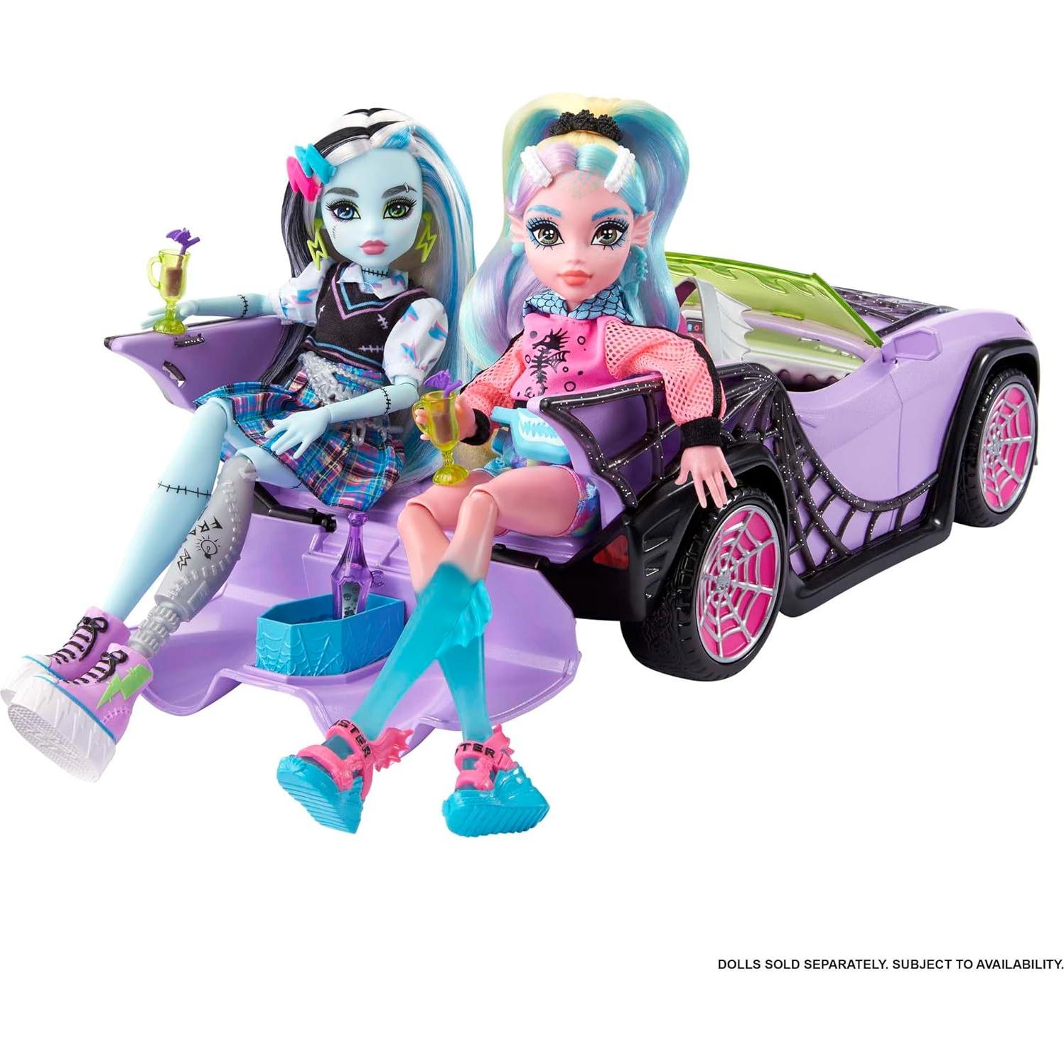 Coche de Juguete Ghoul Mobile Monster High con Mascota y Nevera