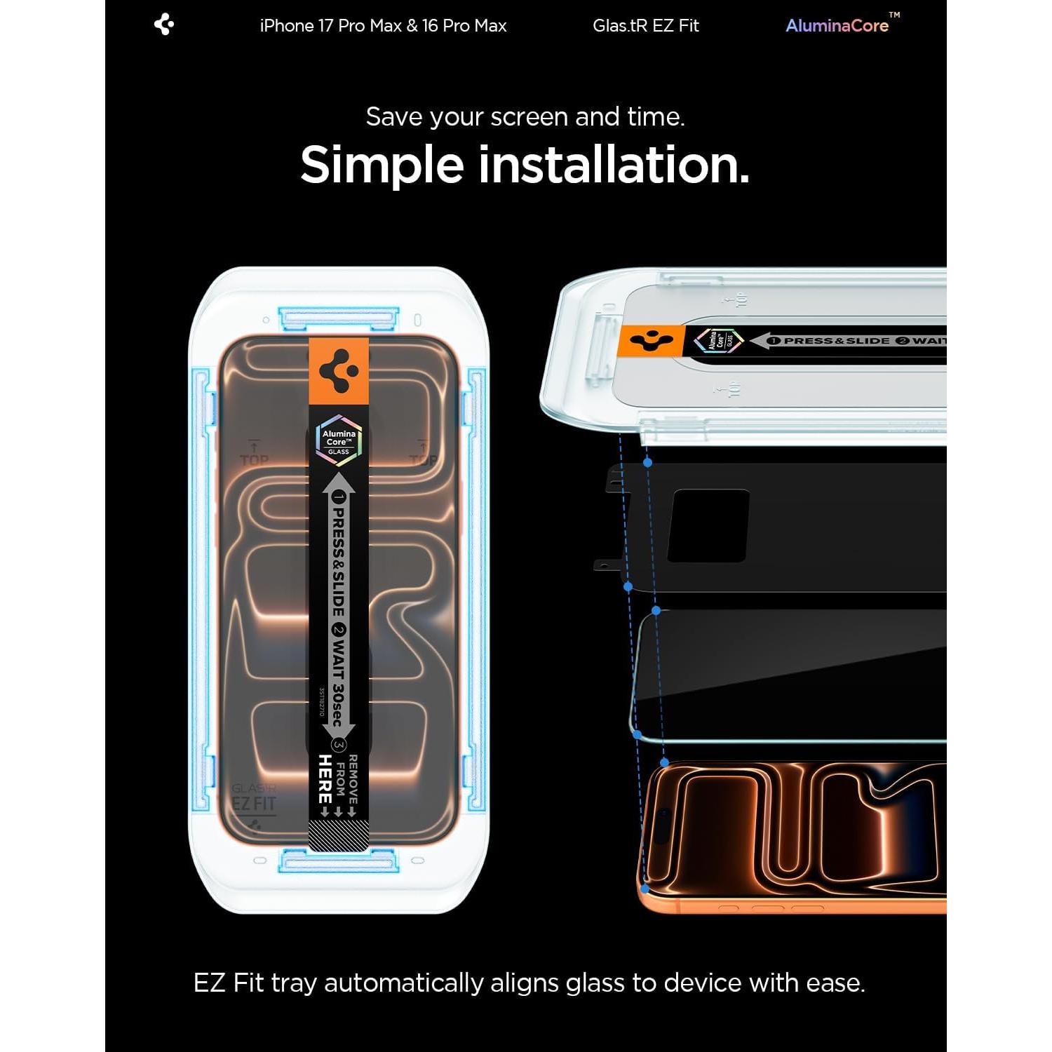 Protector de Pantalla Vidrio Templado Spigen AluminaCore 9H+ 2 Pzas