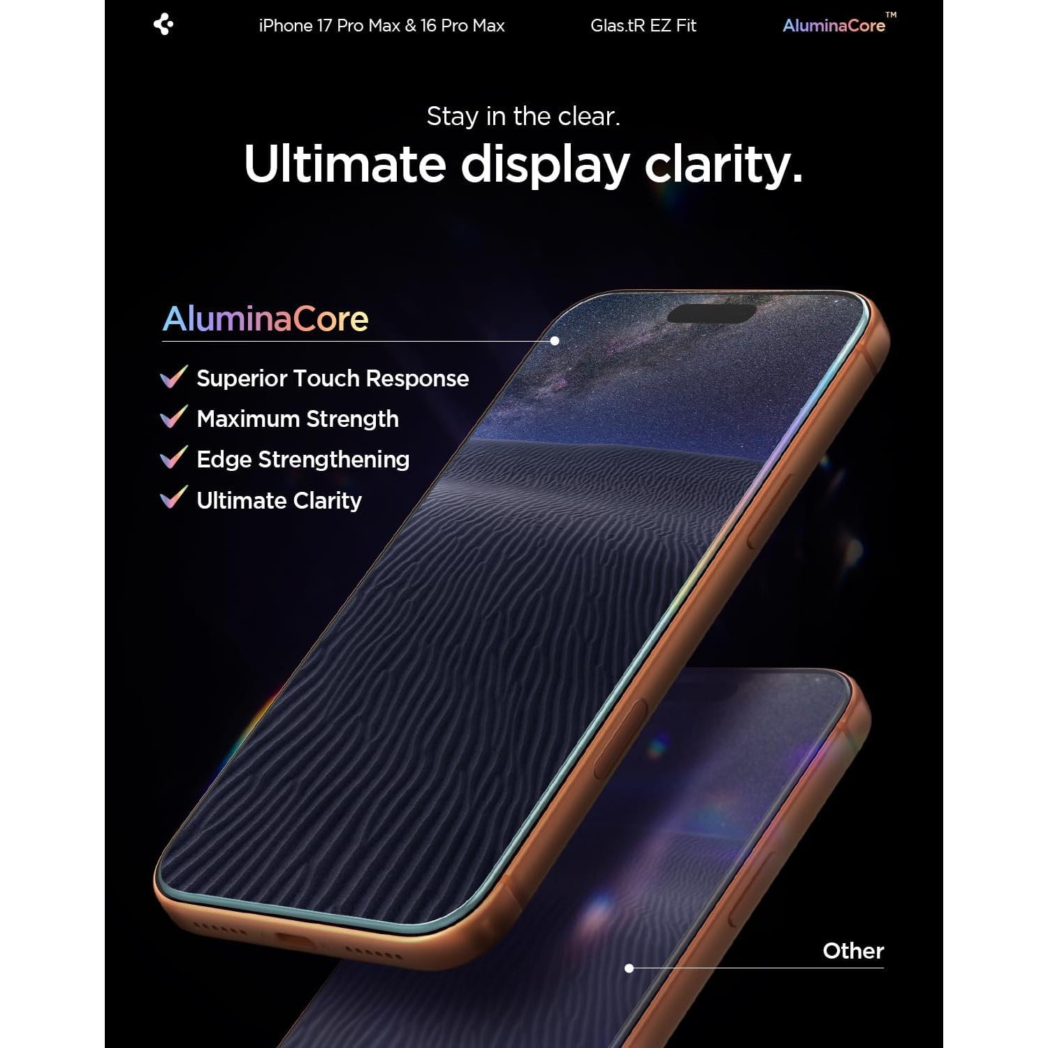 Protector de Pantalla Vidrio Templado Spigen AluminaCore 9H+ 2 Pzas