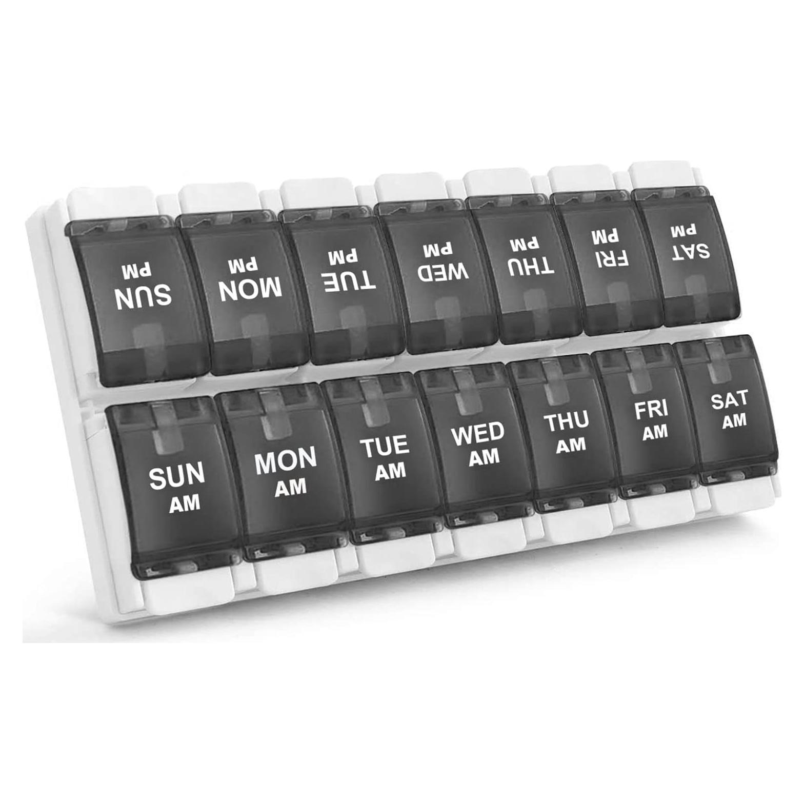 Organizador de Pastillas Semanal Sukuos AM PM 7 Días - Fácil Apertura