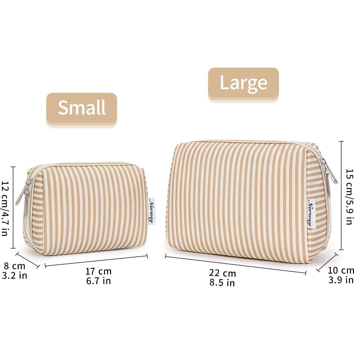 Bolsa de Maquillaje Narwey Grande Raya Marrón Organizador 22x15x10 cm