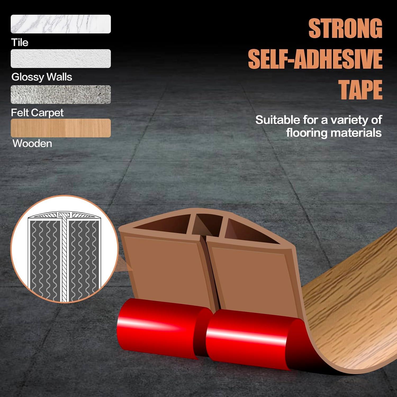 Cubierta de cable de piso autoadhesiva DBHXXMB 3,05 m madera marrón