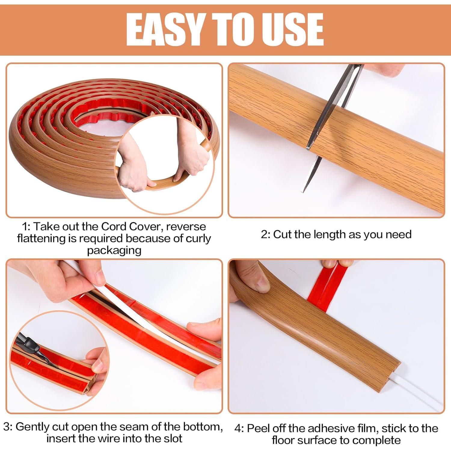 Cubierta de cable de piso autoadhesiva DBHXXMB 3,05 m madera marrón