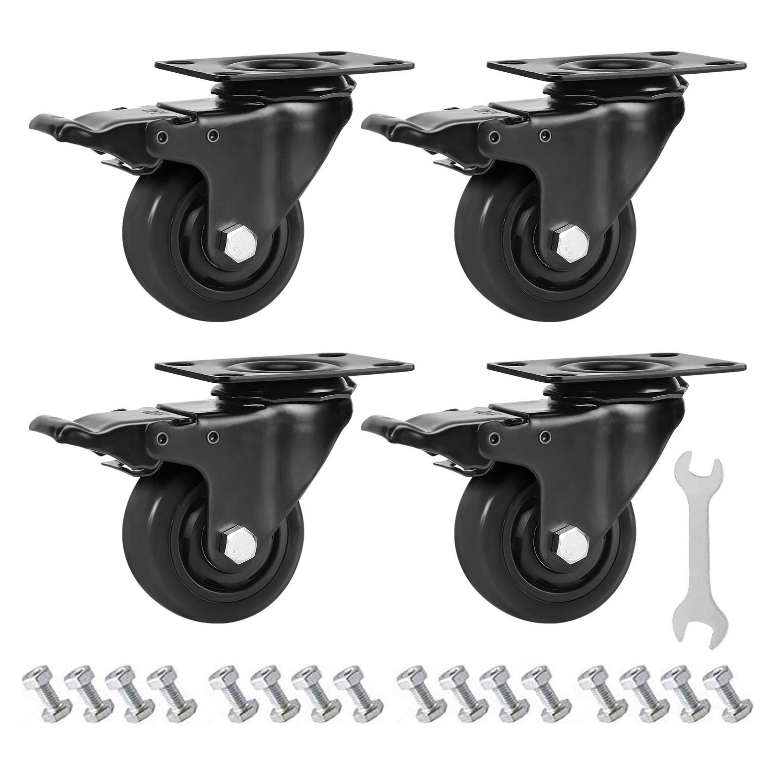 Juego de 4 Ruedas 7cm PRITEK con Freno de Seguridad