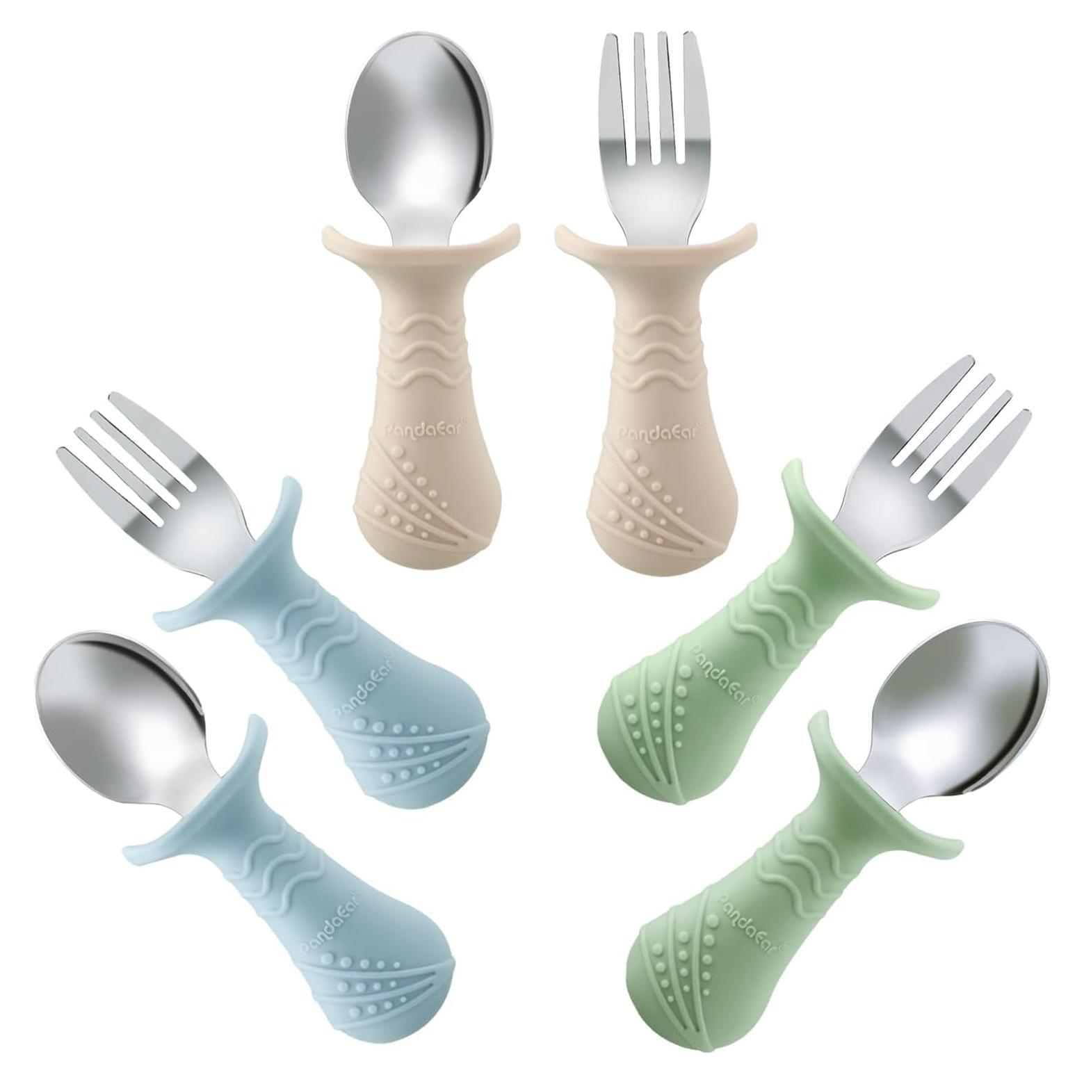 Juego de Utensilios PandaEar para Bebés, 6 Piezas Acero Inoxidable