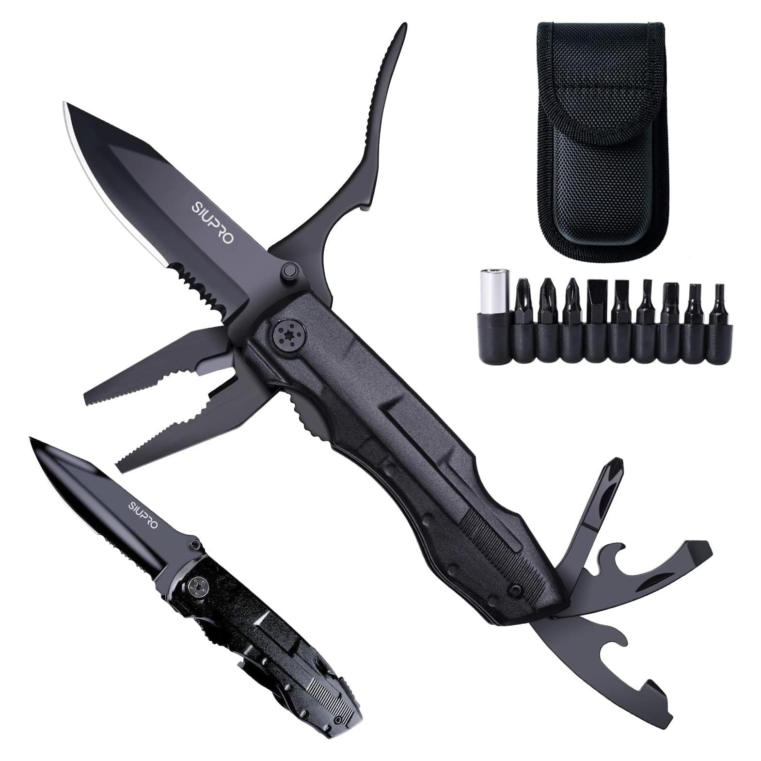 Cuchillo Multiherramienta SIUPRO 9 en 1 Plegable Negro